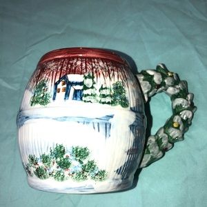 Handcrafted Christmas Cup Mug with Unique Handle
